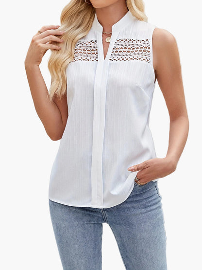 Damen Elegante Ärmellose Bluse mit Spitzendetails für Freizeit und Büro