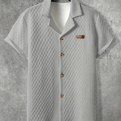 Herren Kurzarm Hemd mit Strukturmuster und Knopfleiste – Modernes Freizeitshirt für stilvolle Anlässe