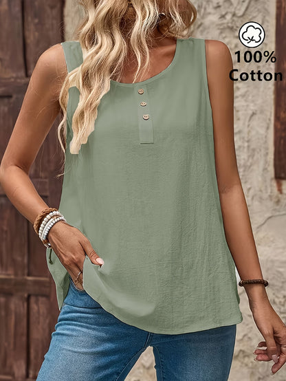 Damen Sommer-Top Casual Bluse ohne Ärmel mit Knopfleiste – Lässige Freizeitmode für Alltag und Urlaub