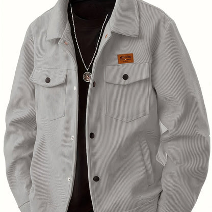 Herren Rippstrick Jacke mit Kentkragen und Brusttaschen