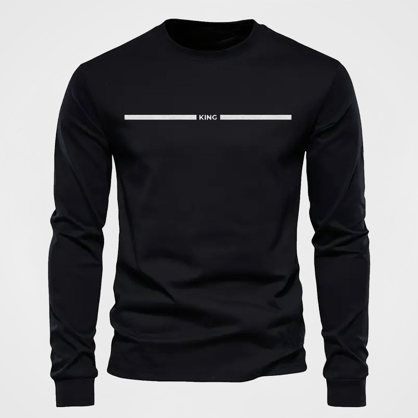 Herren Langarmshirt mit Rundhalsausschnitt und 'King' Print