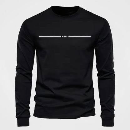 Herren Langarmshirt mit Rundhalsausschnitt und 'King' Print