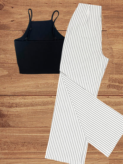 Damen Elegantes Zweiteiler-Set mit Trägertop und Weitbein-Hose – Business & Freizeit Outfit