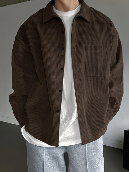 Herren Oversized Cordhemd Casual Streetwear – Lässiges Freizeithemd für Alltag und Trend-Looks