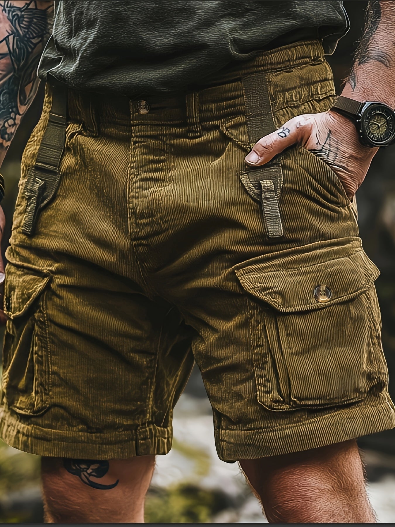 Herren Cargo Shorts Freizeit Outdoor mit Taschen – Robuster Utility-Look