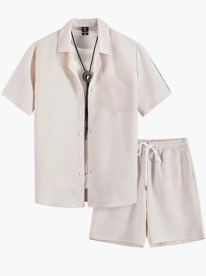 Herren Freizeit Set – Kurzarm Hemd und Shorts, Sommer Outfit, Modern und Bequem