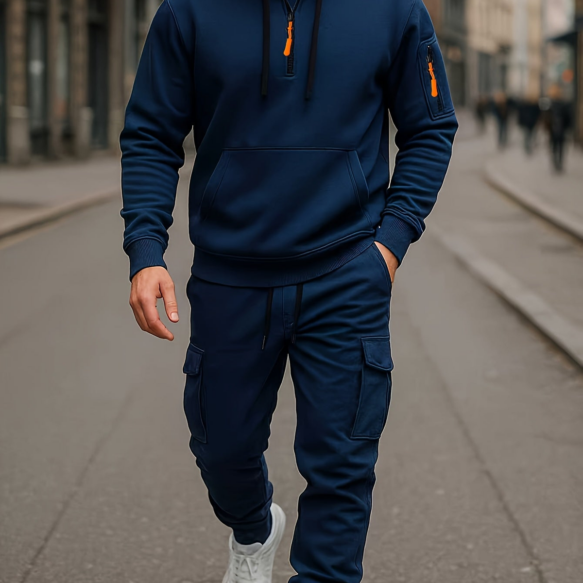 Herren Jogginganzug mit Hoodie & Cargo-Hose - Freizeitanzug mit Reißverschluss