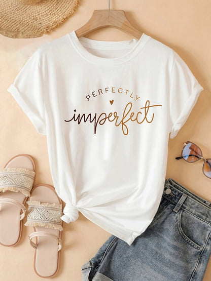 Damen T-Shirt mit Spruch 'Perfectly Imperfect' – Lässiges Statement-Shirt für Alltag und Freizeit