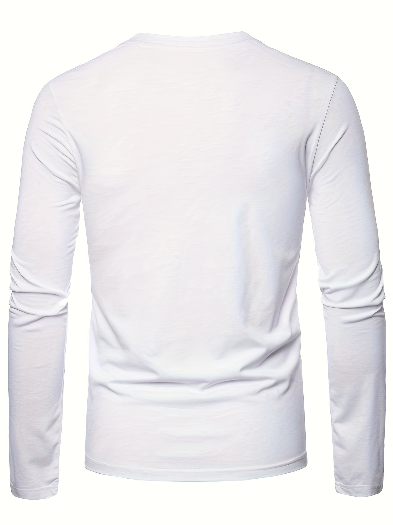 Herren Langarmshirt Rundhals mit Hirsch-Logo, Freizeit T-Shirt