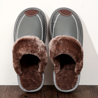 Unisex Winter Hausschuhe gefüttert mit Kunstpelz, rutschfeste Sohle