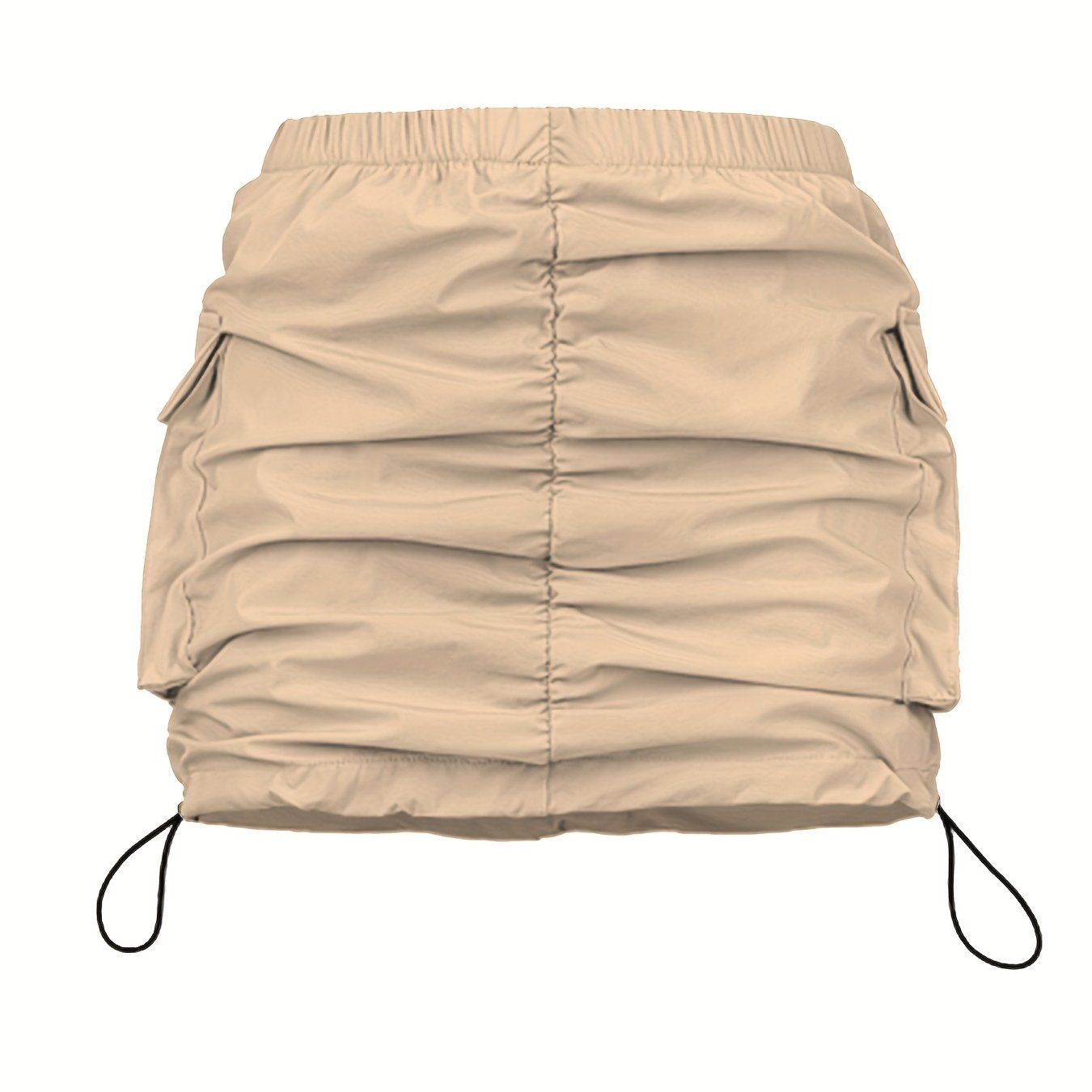 Damen Utility Minirock mit Raffung und Kordelzug – Streetstyle Cargo Skirt