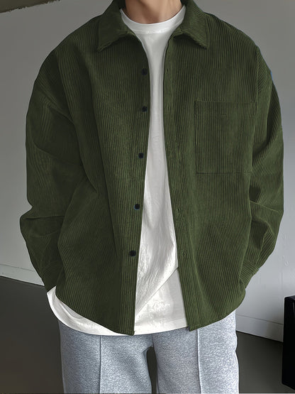 Herren Oversized Cordhemd Casual Streetwear – Lässiges Freizeithemd für Alltag und Trend-Looks