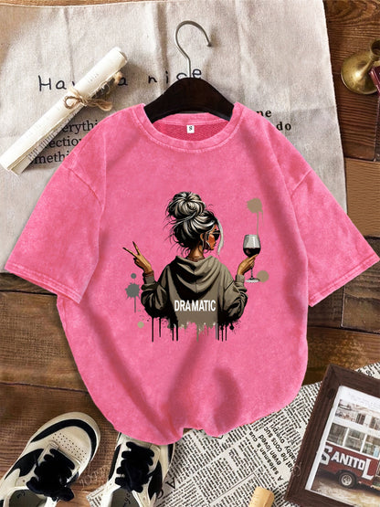 Damen Oversize T-Shirt mit Statement-Print 'Dramatic', lässiger Style, Streetwear