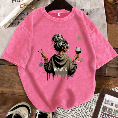 Damen Oversize T-Shirt mit Statement-Print 'Dramatic', lässiger Style, Streetwear