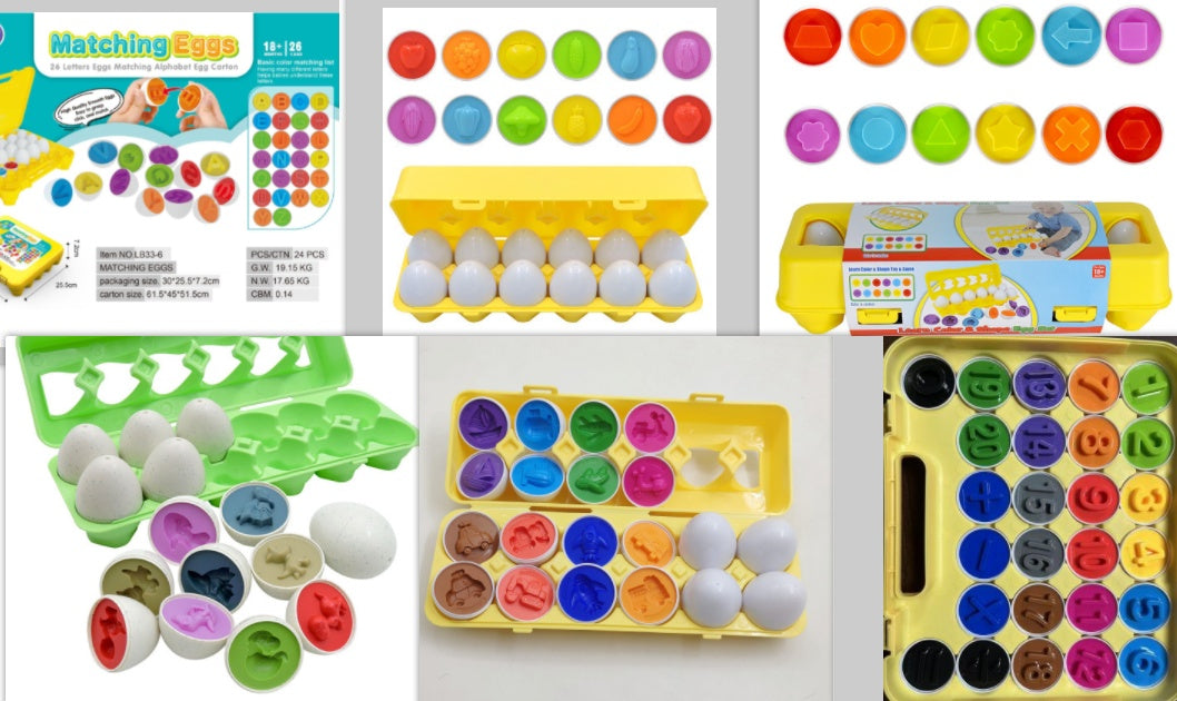 Kinder Lernspielzeug Eier-Set – Pädagogisches Steckspiel zur Formen- und Zahlenzuordnung, ab 3 Jahren
