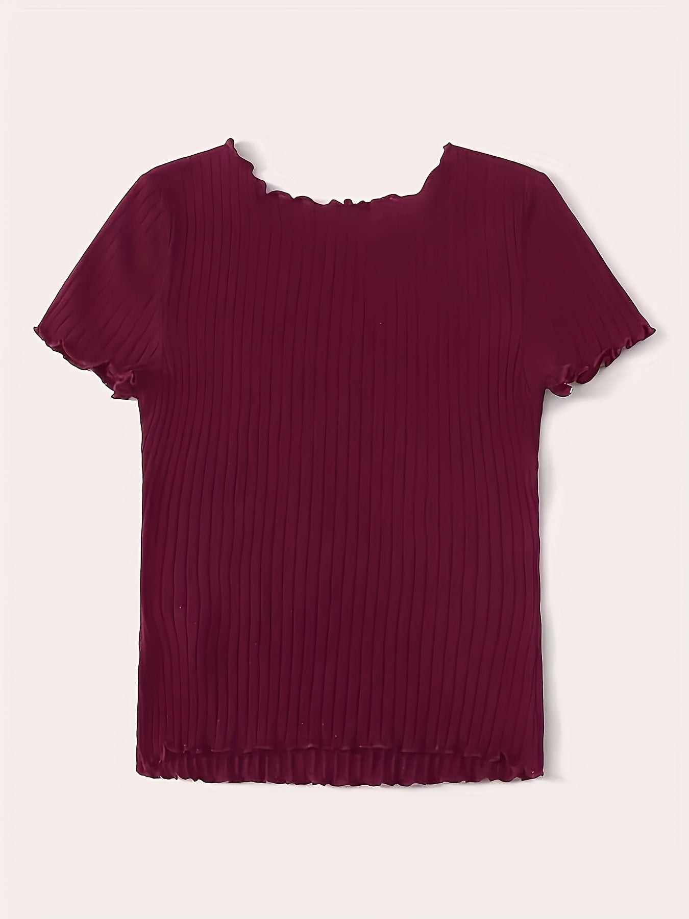Damen Basic Kurzarm Rippen-Shirt mit Wellenkante – Stilvolles Freizeit- & Büro-Oberteil