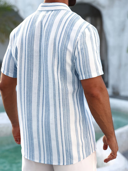 Herren Sommer Hemd Kurzarm – Lässiger Streifenlook für Freizeit & Urlaub