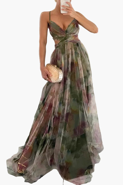 Damen Maxikleid Elegant Blumenmuster Sommer Festlich Abendmode