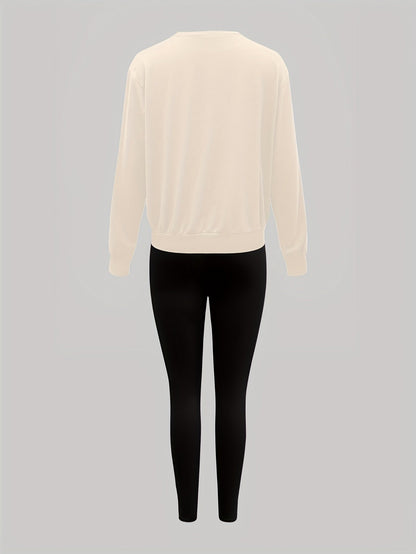 Damen Set: Pullover & Leggings mit 'New York Queens' Print, Rundhalsausschnitt