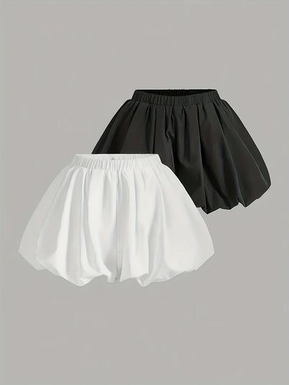 Damen Ballonshorts mit elastischem Bund und modischem Volumeneffekt