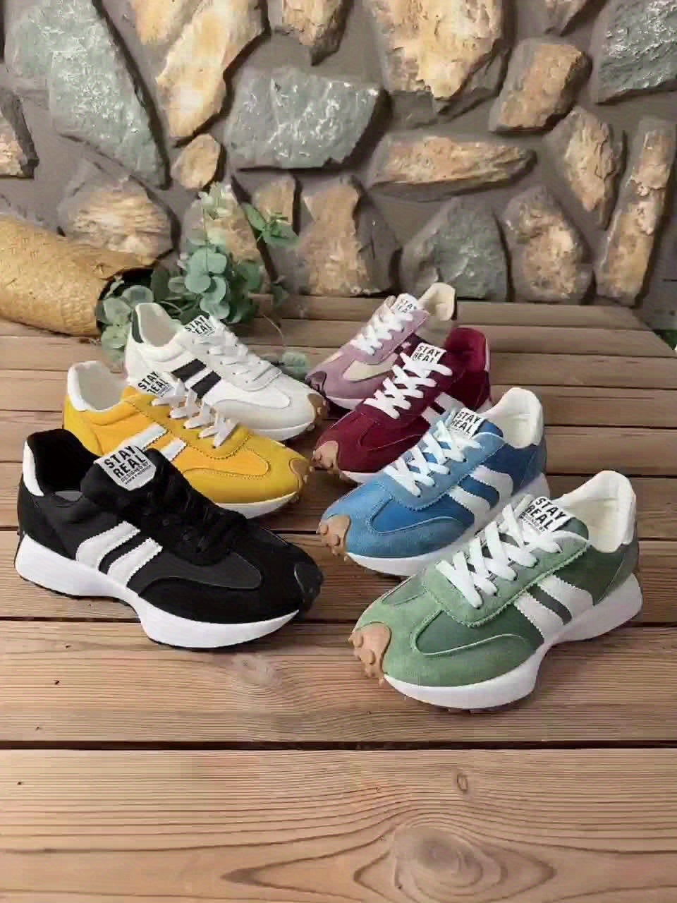 Damen Retro-Sneaker für Alltag und Freizeit – Stilvolle Low-Top Turnschuhe mit Streifen-Design