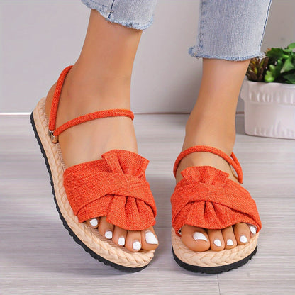 Damen Sommer Sandalen mit Schleife und Knöchelriemen – Bequeme Freizeitschuhe für Alltag und Urlaub
