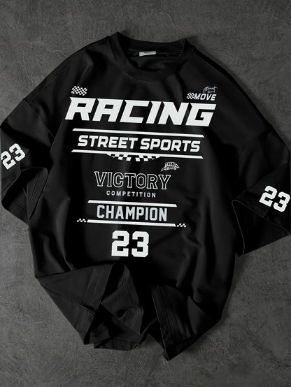Herren Street Racing Sports Champion T-Shirt mit Print – Urban Style Freizeitshirt