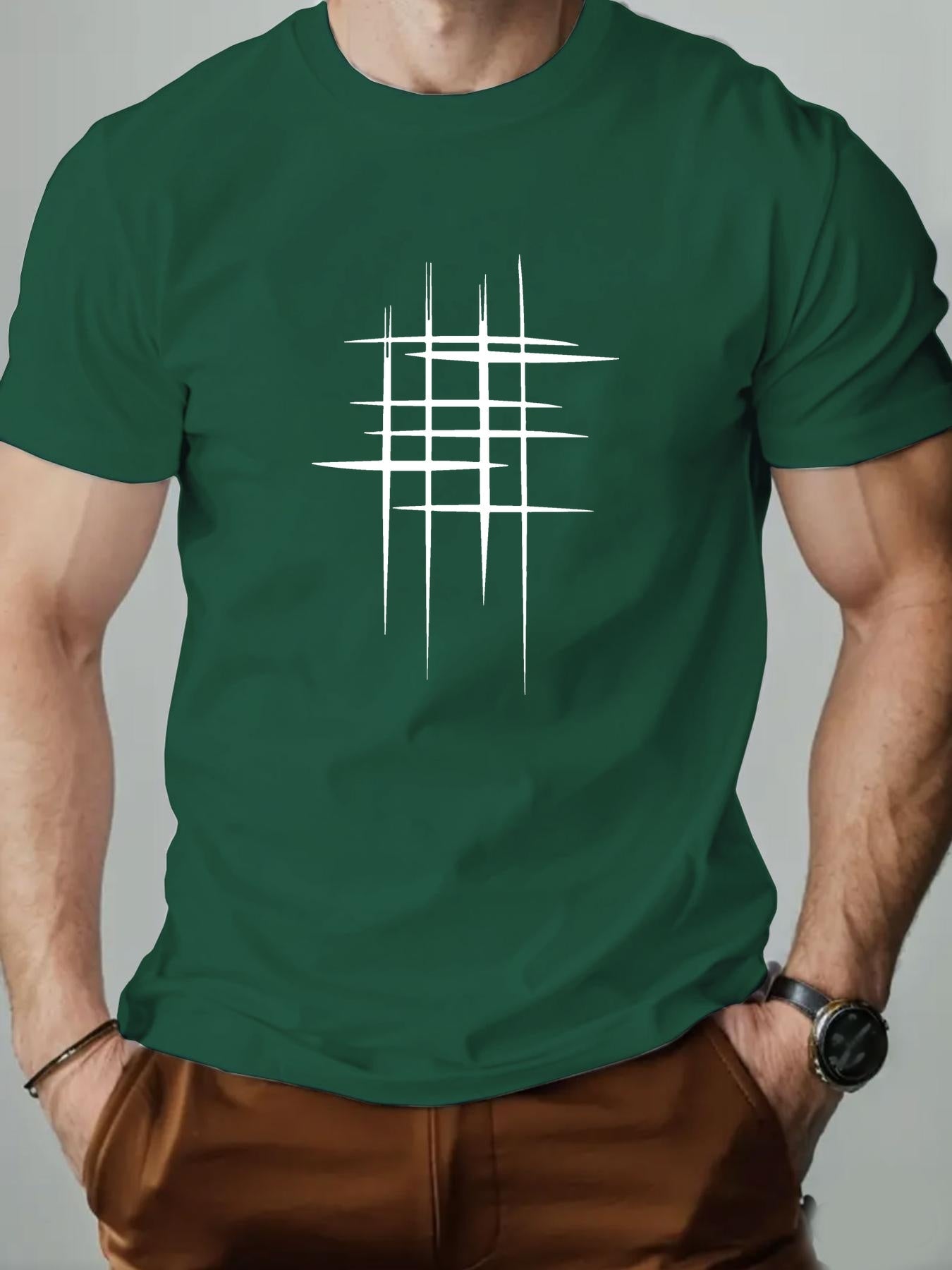 Herren T-Shirt mit modernem abstraktem Linien-Print – Casual Style für Alltag & Freizeit