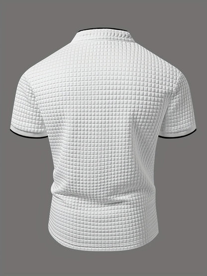 Herren Stepp-Henley Poloshirt mit Wappen-Emblem – Modernes Casual Shirt für Alltag und Freizeit