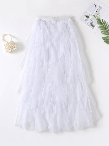 Damen Eleganter Maxirock mit Stufen und Volants für festliche Anlässe