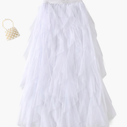 Damen Eleganter Maxirock mit Stufen und Volants für festliche Anlässe