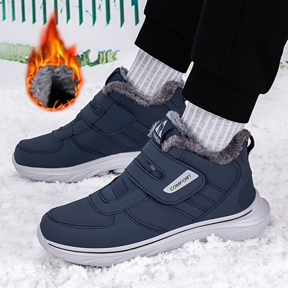 Unisex Winterstiefel mit Klettverschluss Fütterung Warm Schneestiefel Outdoor