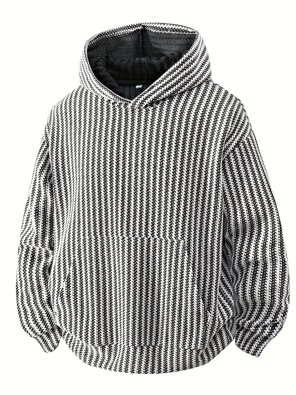 Hoodie mit Kapuze und Kängurutasche – Gerippter Strukturstoff