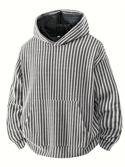 Hoodie mit Kapuze und Kängurutasche – Gerippter Strukturstoff