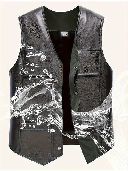 Herren Weste Schwarz mit Futter und Taschen