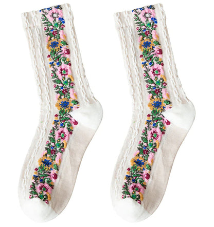 Damen Socken mit Blumenmuster Jacquard – Modisch & Bequem für Alltag und Freizeit