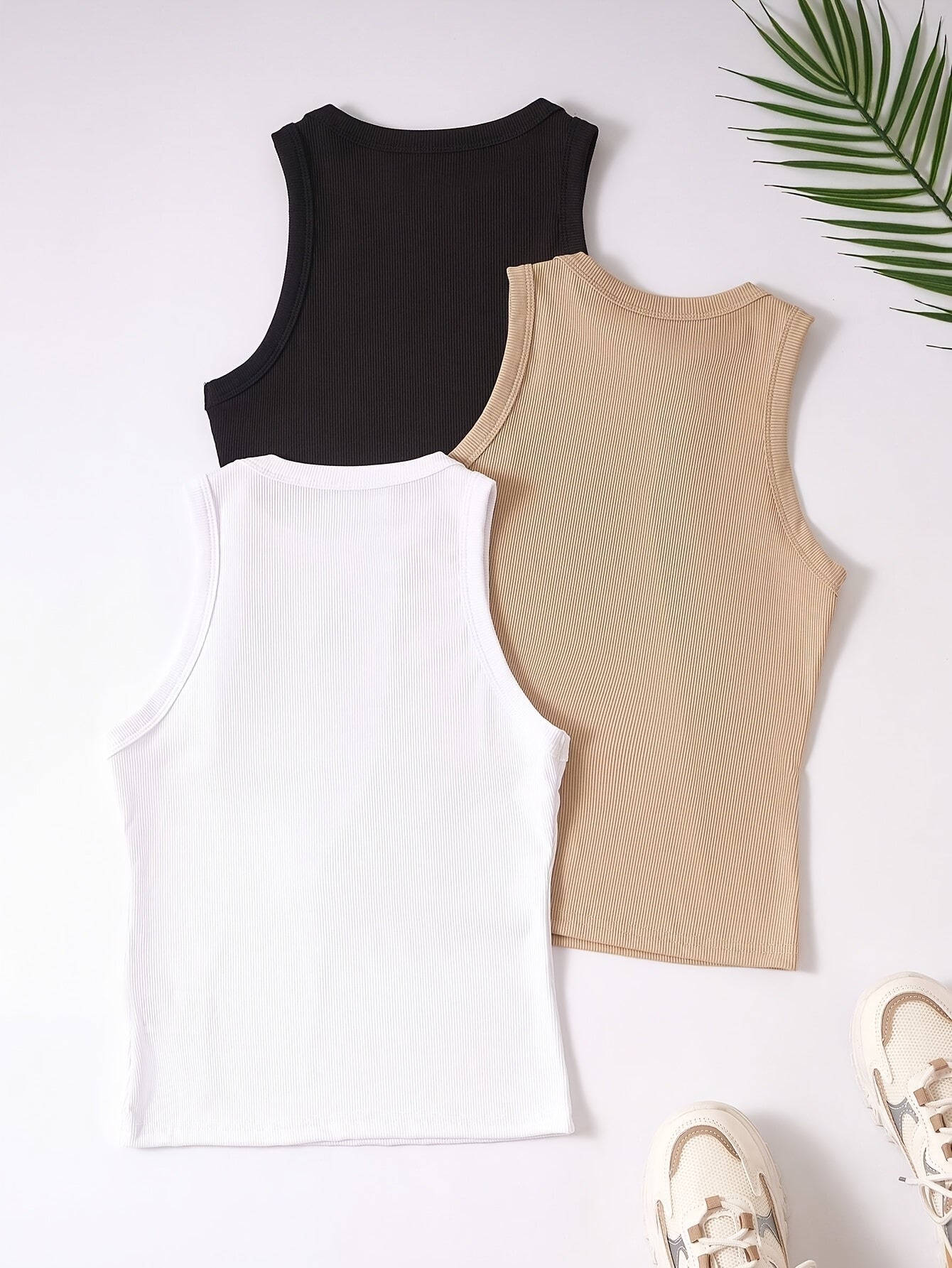 Damen Basic Tanktop 3er-Pack – Sportlich, Freizeit, Ärmellos, Bequem