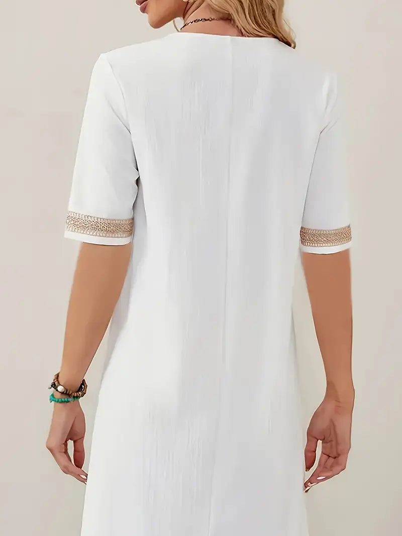 Damen Sommerkleid mit Häkeldetails – Eleganter Freizeitstil für warme Tage