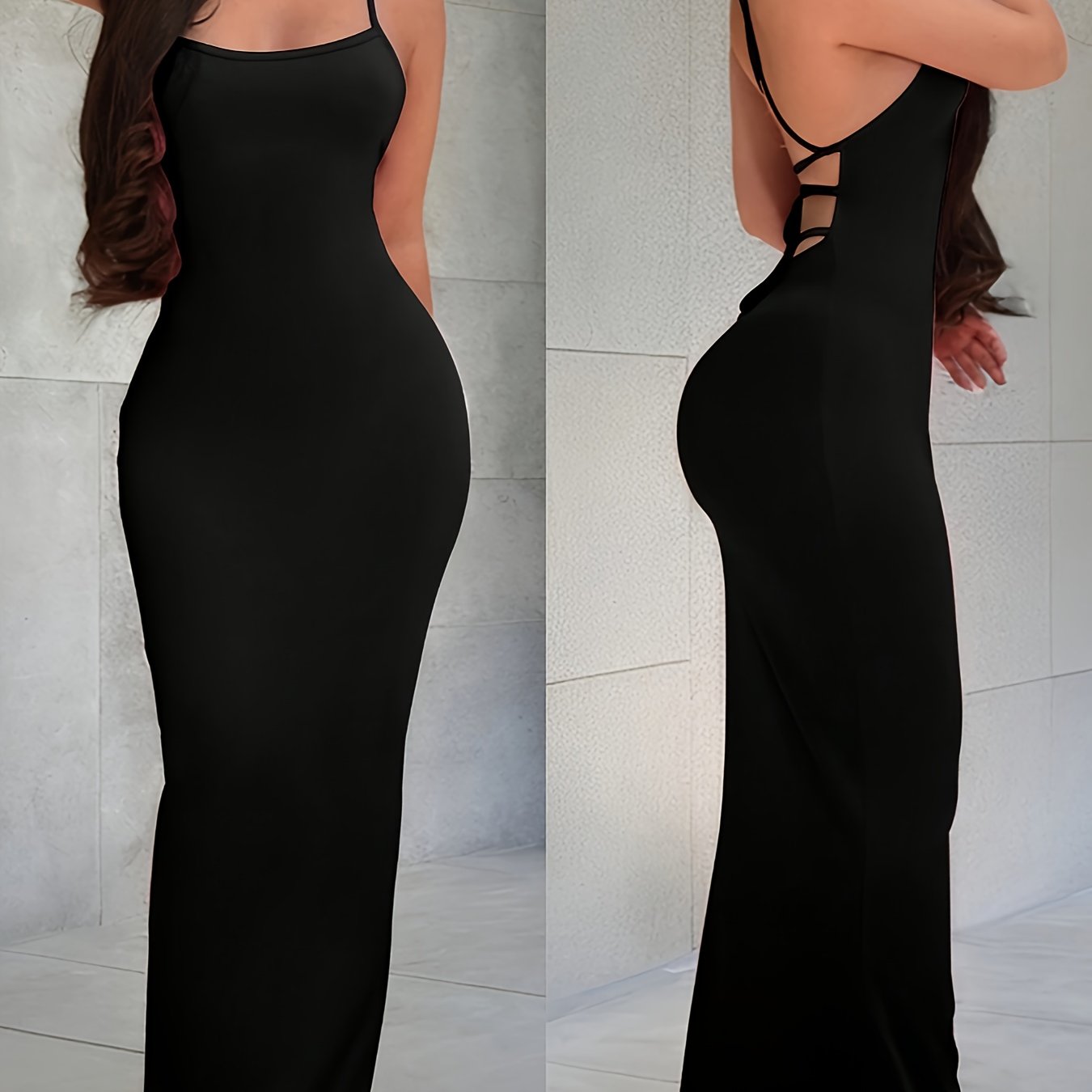 Damen Maxikleid mit offenem Rücken und Schnürdetails – Elegantes Abendkleid für besondere Anlässe