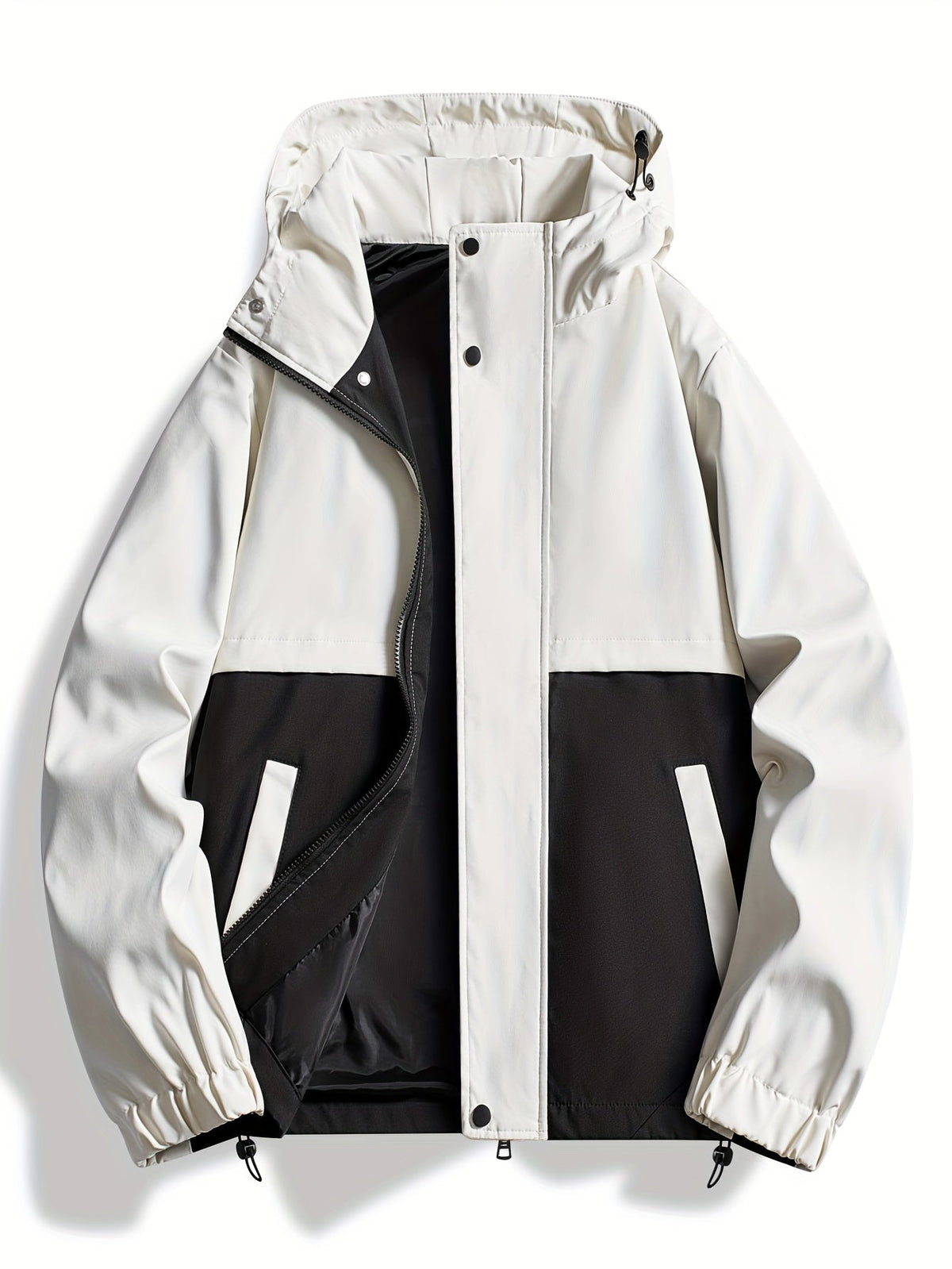Unisex Kapuzenjacke Color-Blocking Reißverschluss Windjacke Freizeit