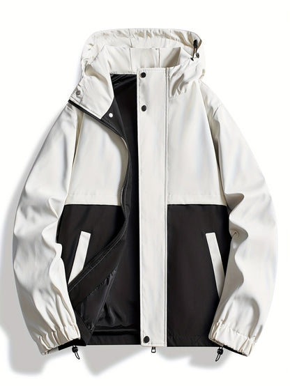 Unisex Kapuzenjacke Color-Blocking Reißverschluss Windjacke Freizeit