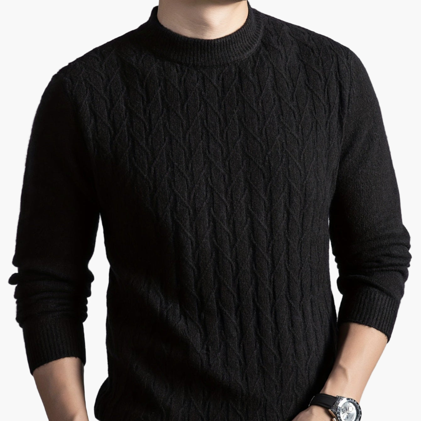 Herren Strickpullover mit Zopfmuster – Modischer Freizeitpullover für Herbst und Winter