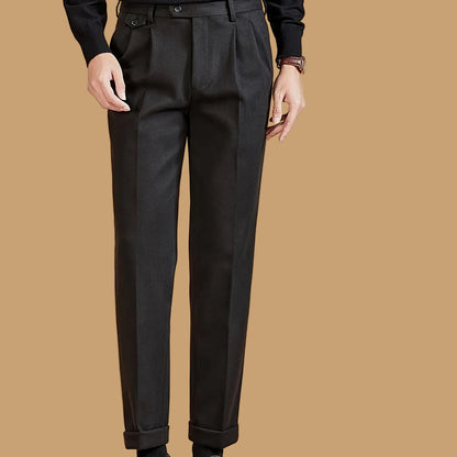 Herren Freizeithose mit Bundfalten – gefütterte Stoffhose