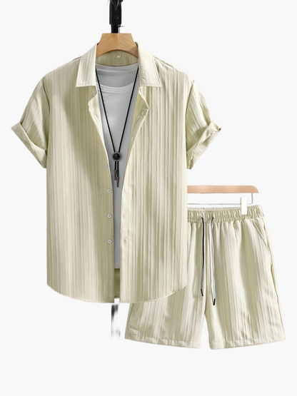 Herren Sommer Freizeit Set – Kurzarm Hemd & Shorts – Stilvolles, Lockeres Outfit für Alltag & Urlaub