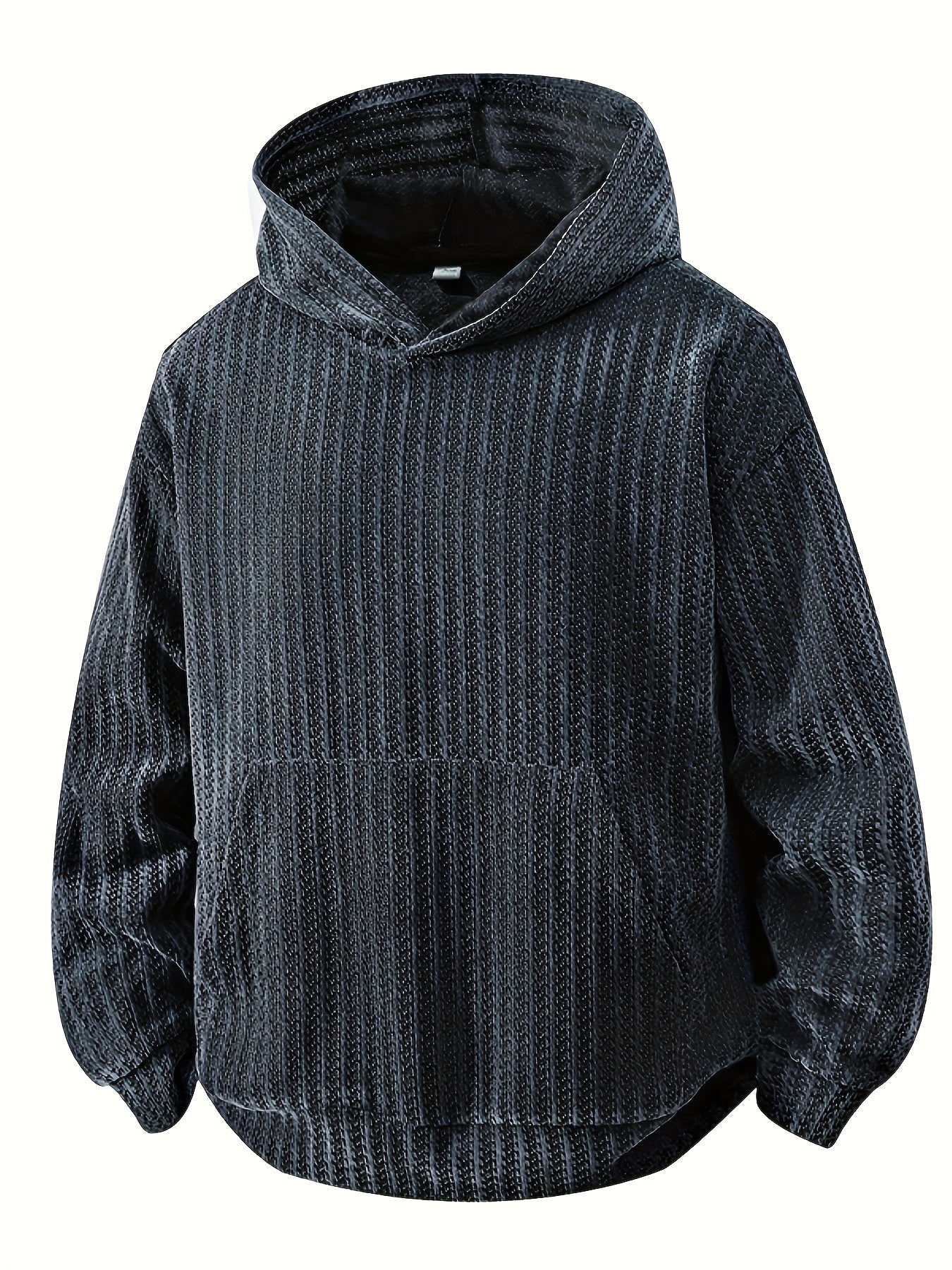 Hoodie mit Kapuze und Kängurutasche – Gerippter Strukturstoff