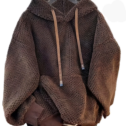 Teddy-Fleece Hoodie für Damen mit Kapuze und Kängurutasche, Kuscheliger Oversize Pullover