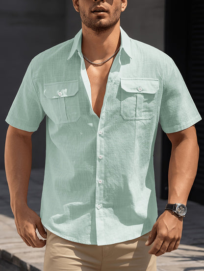Herren Kurzarm Freizeithemd mit Brusttaschen – Legerer Sommer Style für Alltag und Urlaub