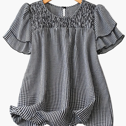 Damen Polka Dot Bluse Elegant Kurzarm für Freizeit und Büro
