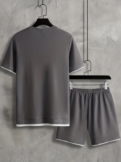 Herren Freizeit-Set Kurzarm T-Shirt & Shorts Lounge Outfit – Bequemes Sommer Homewear