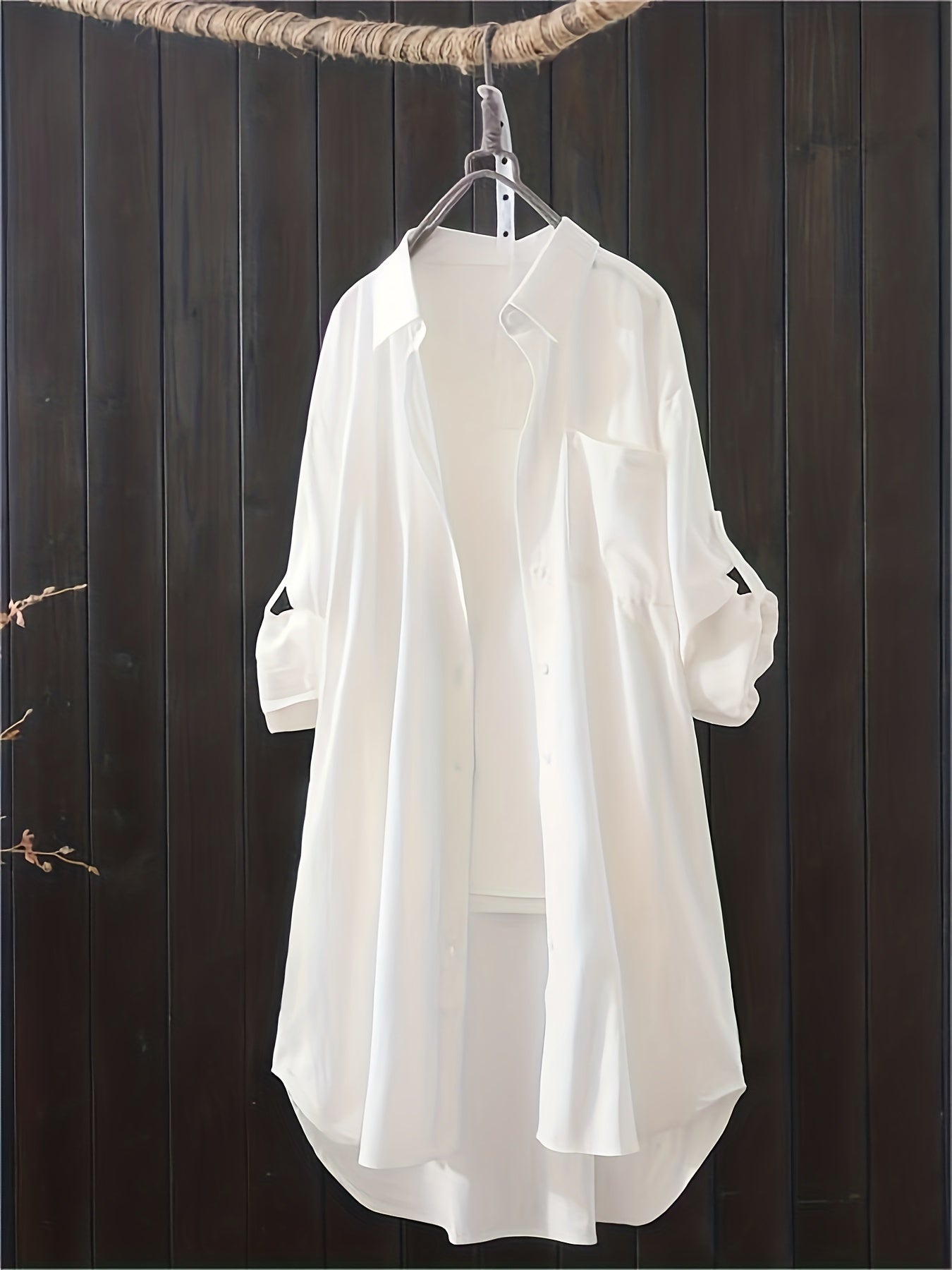 Damen Oversize Hemdblusenkleid mit lässigem Layer-Look – Ideal für Alltag und Büro